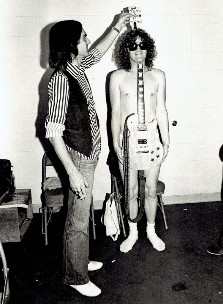 With Ian Hunter and Mick Ronson's broken Les Paul